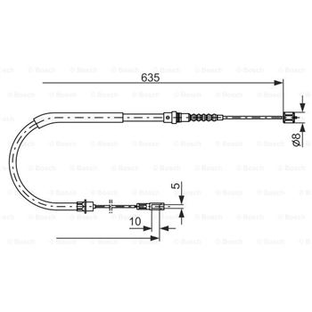 palancas cables frenado - Cable de accionamiento, freno de estacionamiento BOSCH 1987477567