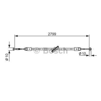 palancas cables frenado - Cable de accionamiento, freno de estacionamiento BOSCH 1987477197