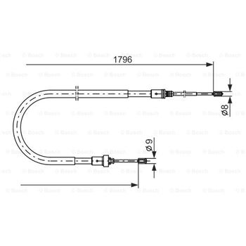 palancas cables frenado - Cable de accionamiento, freno de estacionamiento BOSCH 1987477235