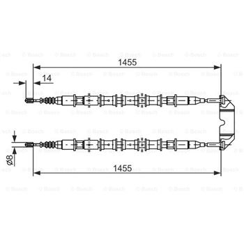 palancas cables frenado - Cable de accionamiento, freno de estacionamiento BOSCH 1987477391