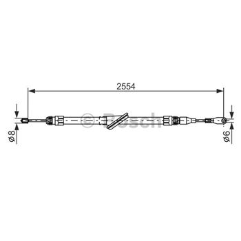 palancas cables frenado - Cable de accionamiento, freno de estacionamiento BOSCH 1987477699