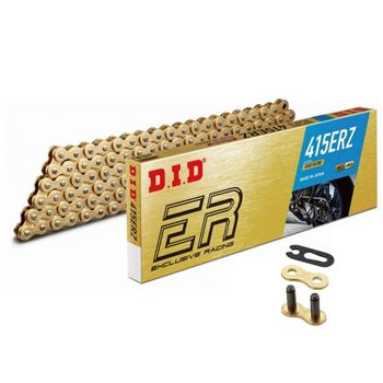 cadenas y enganches - Cadena DID 415ERZ con 112 eslabones color oro y enganche tipo clip
