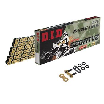 cadenas y enganches - Cadena DID 520ATV2 con 94 eslabones color oro / negro y enganche tipo clip