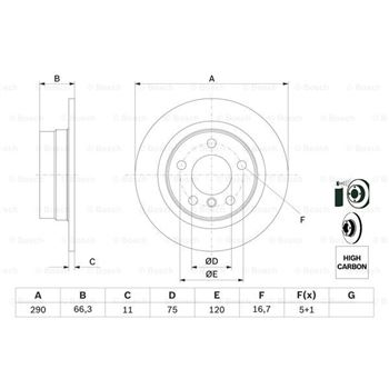 discos de freno coche - (BD1650) Disco de freno BOSCH 0986479043
