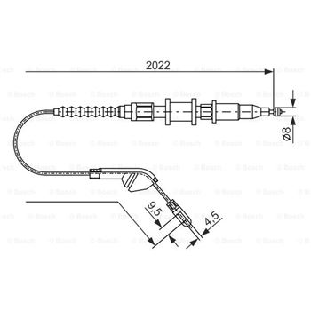 palancas cables frenado - Cable de accionamiento, freno de estacionamiento BOSCH 1987477143