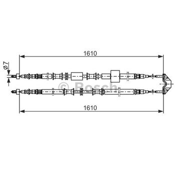 palancas cables frenado - Cable de accionamiento, freno de estacionamiento BOSCH 1987477936