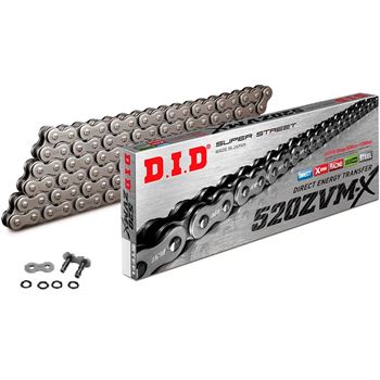 cadenas y enganches - Cadena DID 520ZVM-X con 114 eslabones color negro y enganche tipo remache
