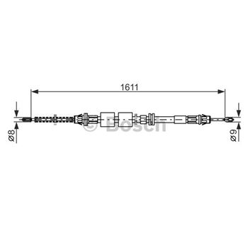 palancas cables frenado - Cable de accionamiento, freno de estacionamiento BOSCH 1987477521