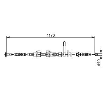 palancas cables frenado - Cable de accionamiento, freno de estacionamiento BOSCH 1987477554