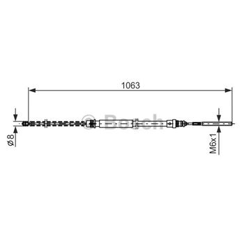 palancas cables frenado - Cable de accionamiento, freno de estacionamiento BOSCH 1987477568