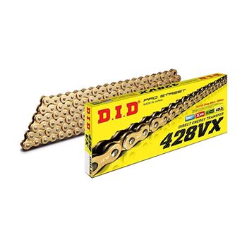 cadenas y enganches - Cadena DID 428VX con 146 eslabones color oro / negro y enganche tipo clip