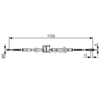 palancas cables frenado - Cable de accionamiento, freno de estacionamiento BOSCH 1987477882