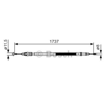 palancas cables frenado - Cable de accionamiento, freno de estacionamiento BOSCH 1987482008