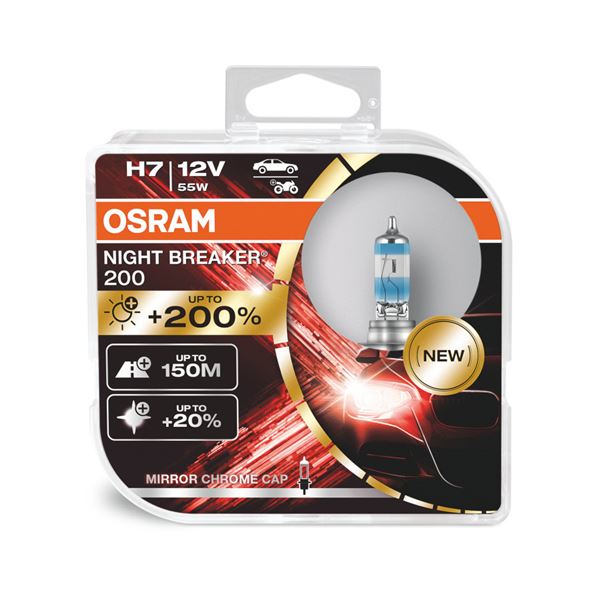 Bombilla H7 55W Night Breaker Laser 200 (Set de 2) | OSRAM 64210NB200-HCB