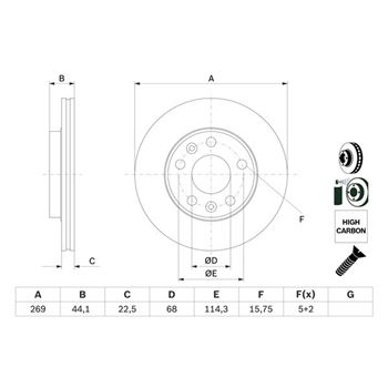 discos de freno coche - Disco de freno BOSCH 0986479F65
