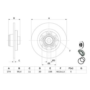 discos de freno coche - Disco de freno BOSCH 0986479F30