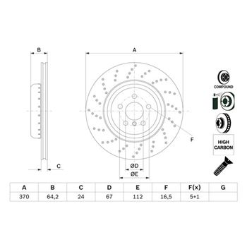 discos de freno coche - Disco de freno BOSCH 0986479G12