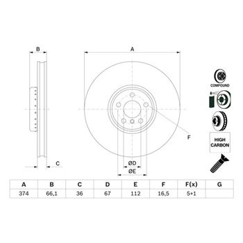 discos de freno coche - Disco de freno BOSCH 0986479F54