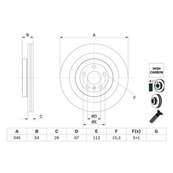 discos de freno coche - Disco de freno BOSCH 0986479F69