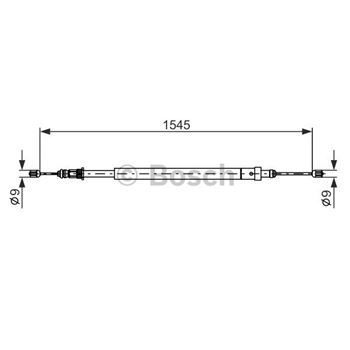 palancas cables frenado - Cable de accionamiento, freno de estacionamiento BOSCH 1987477583