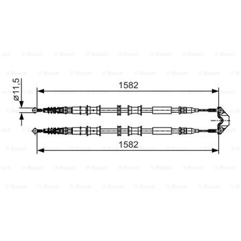 palancas cables frenado - Cable de accionamiento, freno de estacionamiento BOSCH 1987482138