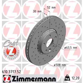 discos de freno coche - Disco de freno eje delantero (Gama SPORT COAT Z) ZIMMERMANN 610371752