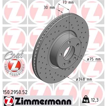 discos de freno coche - Disco de freno eje delantero (Gama SPORT COAT Z) ZIMMERMANN 150295052