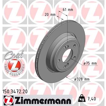 discos de freno coche - Disco de freno eje trasero (Gama COAT Z) ZIMMERMANN 150347220