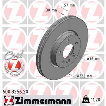 discos de freno coche - Disco de freno eje delantero (Gama COAT Z) ZIMMERMANN 600325620