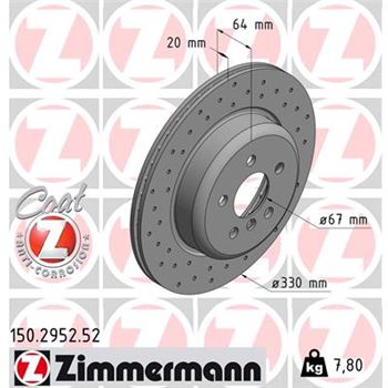 discos de freno coche - Disco de freno eje trasero, izquierda (Gama SPORT COAT Z) ZIMMERMANN 150295252