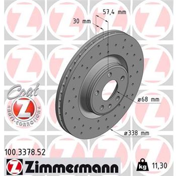 discos de freno coche - Disco de freno eje delantero (Gama SPORT COAT Z) ZIMMERMANN 100337852