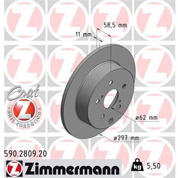 discos de freno coche - Disco de freno eje trasero (Gama COAT Z) ZIMMERMANN 590280920
