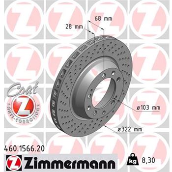 discos de freno coche - Disco de freno eje trasero, izquierda (Gama COAT Z) ZIMMERMANN 460156620