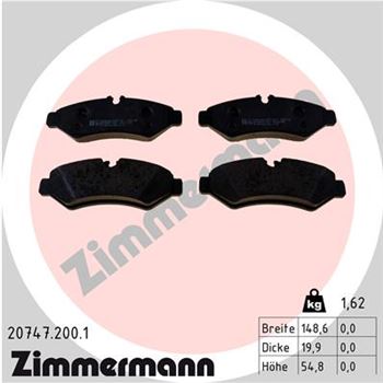pastillas de freno coche - Juego de pastillas de freno ZIMMERMANN 207472001