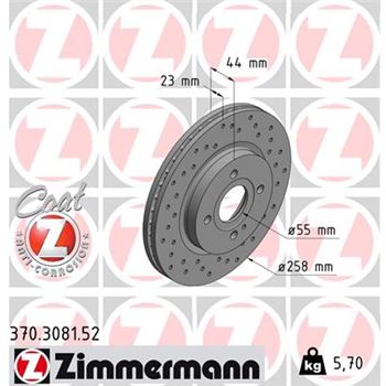 discos de freno coche - Disco de freno eje delantero (Gama SPORT COAT Z) ZIMMERMANN 370308152