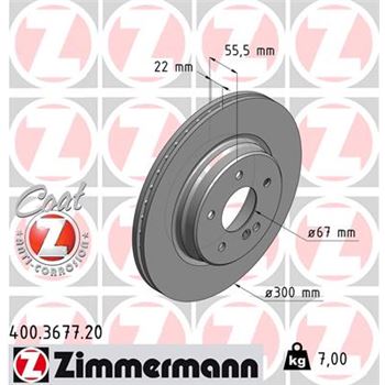 discos de freno coche - Disco de freno eje trasero (Gama COAT Z) ZIMMERMANN 400367720