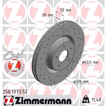 discos de freno coche - Disco de freno eje delantero (Gama SPORT COAT Z) ZIMMERMANN 250137352