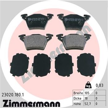 pastillas de freno coche - Juego de pastillas de freno ZIMMERMANN 230201801