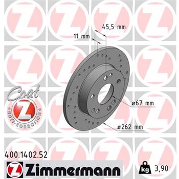 discos de freno coche - Disco de freno eje delantero (Gama SPORT COAT Z) ZIMMERMANN 400140252