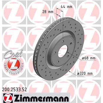 discos de freno coche - Disco de freno eje delantero (Gama SPORT COAT Z) ZIMMERMANN 200253352