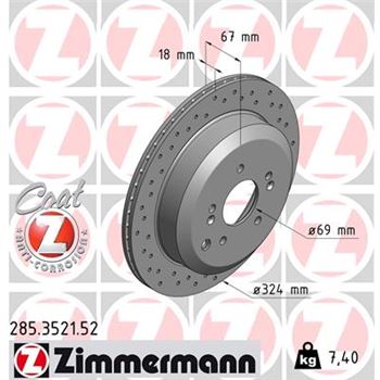discos de freno coche - Disco de freno eje trasero (Gama SPORT COAT Z) ZIMMERMANN 285352152