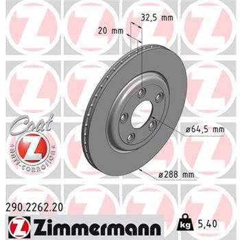 discos de freno coche - Disco de freno eje trasero (Gama COAT Z) ZIMMERMANN 290226220