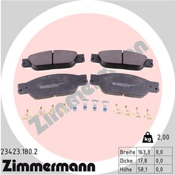 pastillas de freno coche - Juego de pastillas de freno ZIMMERMANN 234231802