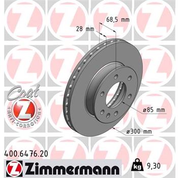 discos de freno coche - Disco de freno eje delantero (Gama COAT Z) ZIMMERMANN 400647620