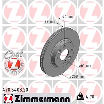 discos de freno coche - Disco de freno eje delantero (Gama COAT Z) ZIMMERMANN 470540320