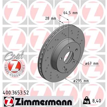 discos de freno coche - Disco de freno eje delantero (Gama SPORT COAT Z) ZIMMERMANN 400365352