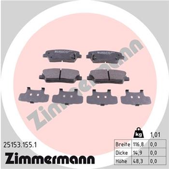 pastillas de freno coche - Juego de pastillas de freno ZIMMERMANN 251531551