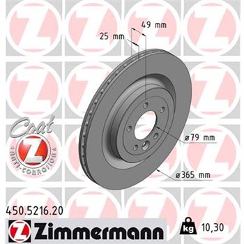 discos de freno coche - Disco de freno eje trasero (Gama COAT Z) ZIMMERMANN 450521620