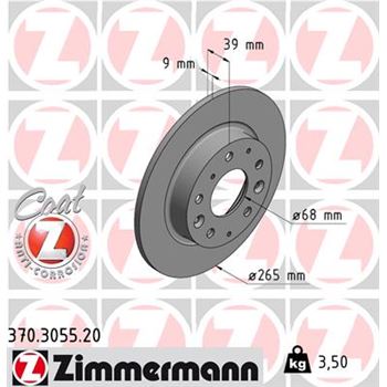 discos de freno coche - Disco de freno eje trasero (Gama COAT Z) ZIMMERMANN 370305520