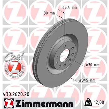 discos de freno coche - Disco de freno eje delantero (Gama COAT Z) ZIMMERMANN 430262020